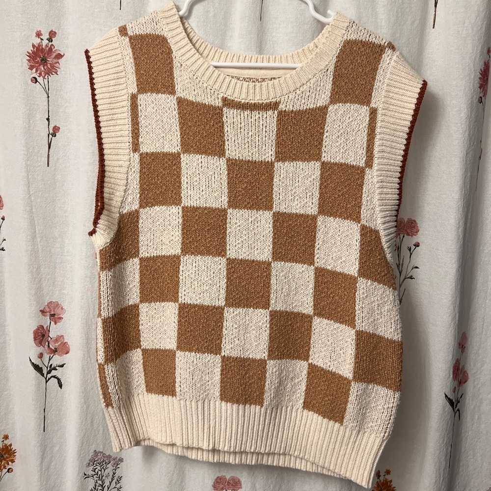 Anthropologie Maeve checkered sweater vest